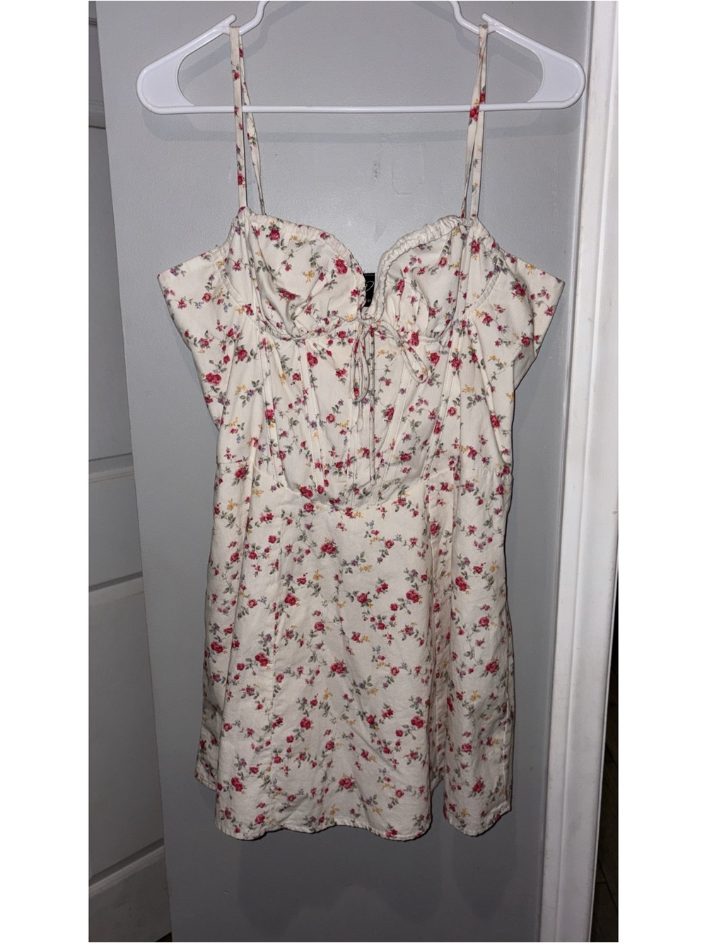 Windsor Cream Floral Spaghetti Strap Mini Dress